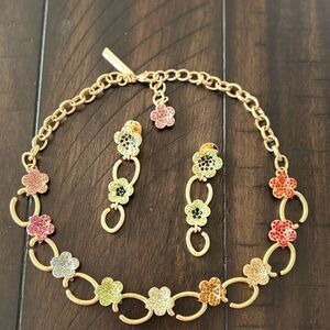 Oscar de la Renta Multicolor Floral Necklace earrings set